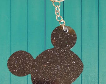 Mickey Mouse Head Ears Resin Glitter Keychain - Handmade Disney-Inspired Keychain in Multiple Colors