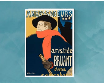 Ambassadeurs: Aristide Bruant dans son cabaret, Henri de Toulouse–Lautrec, Art Print, Famous Wall Art, Famous Painting, Wall Paintings