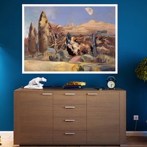 Paisaje del primer cuarto de la luna, Paul Nash, arte de la pared de Nash, pintura famosa, regalos de carteles de arte, Art Déco, arte de vanguardia, pintura de paisajes