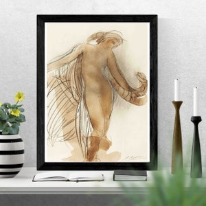 Nackte tanzende Frau, Auguste Rodin Druck, tanzende Figur, Frauen Kunst Skizzen, Kunst Poster Geschenke, Art Deco, Plakat Künstler, Allegorie Drucke