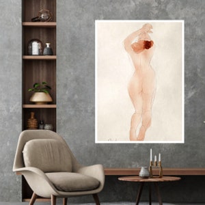 Nackte Frau zeigt ihren Hintern Druck, Auguste Rodin Druck, Frauen Kunst Skizzen, Art Poster Geschenke, Art Deco, Poster Künstler, Allegorie Drucke