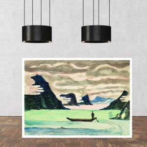 Mountain Lake (ca.1930) by Ernst Ludwig Kirchner,  Art Print, Wall Art, German Expressionism,Woodblock  print, Art Gift, Painting Prints,
