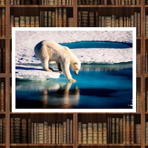 Polar bear at the Arctic, NASA photo,  Animal photos, Art Poster Gifts, Nature prints, Art Deco, Animals Art Poster, Fine art, Home Decor