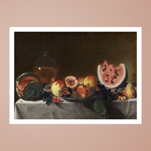 Still Life With Fruit And Carafe Painting Print, Pensionante del Saraceni Art Print, Famous Wall Art, Famous Painting, Oil Painting Print