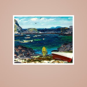 The Harbor,Monhegan Coast, Maine,George Wesley Bellow, Famous Paintings, Art Poster Gifts, Oil Painting Prints, Art Deco,Vintage Art Poster