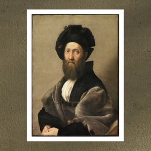Portrait of Baldassare Castiglione Painting Print, Raphael Art Print, Famous Wall Art, Famous Painting, Oil Painting Prints, Art Deco