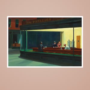 Nighthawks (1942) by Edward Hopper, Art Print, Famous Wall Art, Famous Paintings, Oil Painting Print, wall art décor, Fine art, Classic Art