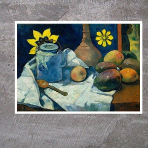 Still Life with Teapot & Fruit,Paul Gauguin.Painting Print, Wall Art, Fine Art Print, Famous Painting, Art Gift, Oil Art Deco, Wall Decor