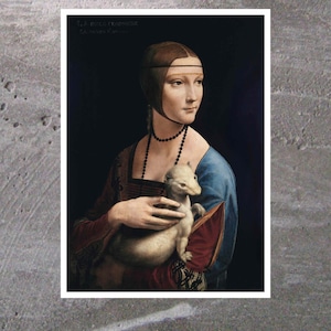 Leonardo da Vinci&#39;s Lady with an Ermine , Famous painting, Fine Art Print, Museum Art, Famous Painting, Art Deco, Wall Art, Wall Decor