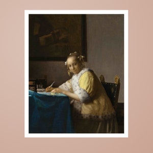 A Lady Writing a Letter by Johannes Vermeer, Painting Print, Print, Wall Art, Famous Paintings, Art Prints, Wall Deco, Art Gift, Museum art