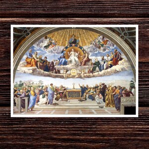 Raphael's Disputation of the Holy Sacrament , Vintage photos, Art Poster Gifts, Famous prints, Art Deco, Vintage Art Poster, Fine art