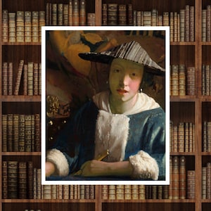 Girl with a Flute attributed to Johannes Vermeer, Wall Print, Wall Art, Famous Paintings, Art Prints, Wall Deco, Art Gifts, Dutch Golden Age