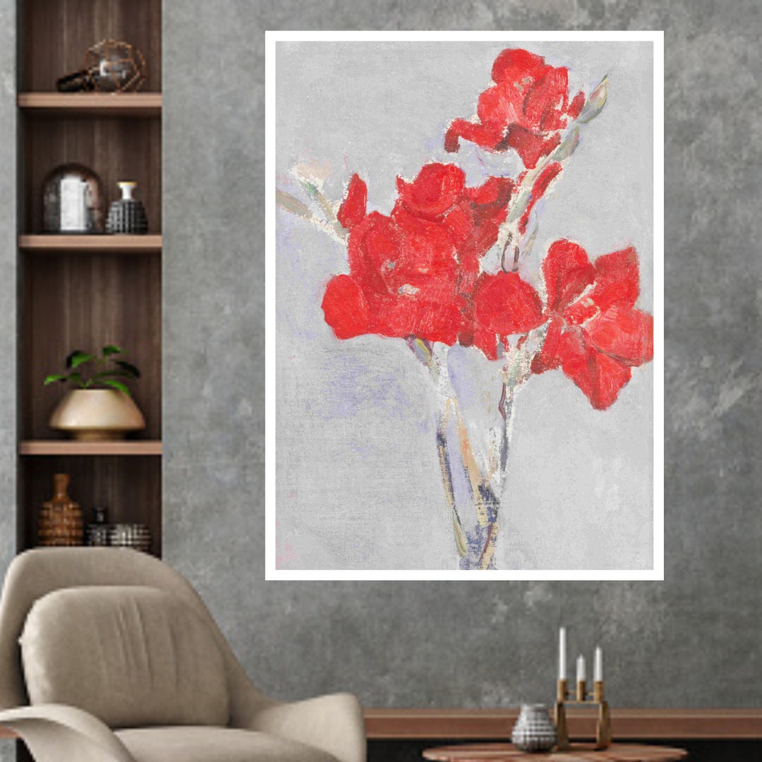 Red Gladioli 1906 Painting by Piet Mondrian, Art Print, Famous Paintings, De Stijl