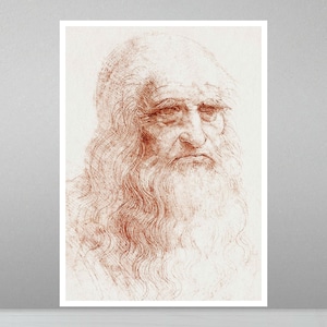 Leonardo da Vinci&#39;s Self-portrait (1512), Leonardo da Vinci, Famous painting,Fine Art Print, Museum Art, Famous Painting, Art Deco, Wall Art