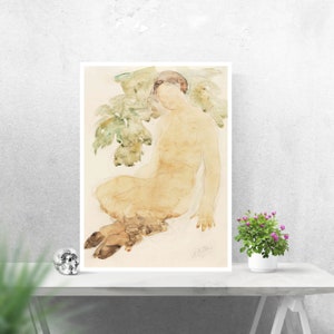 Naga kobieta pokazująca swoje piersi, wydruk Auguste Rodin, szkice sztuki kobiet, prezenty z plakatów artystycznych, Art Deco, artysta plakatu, wydruki alegoryczne