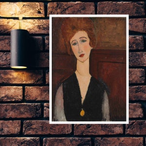 Amedeo Modigliani&#39;s Portrait of a Woman painting, Art Print, Wall Art, Art Gifts, Oil Painting Prints, Art Deco, Wall Deco, artwork