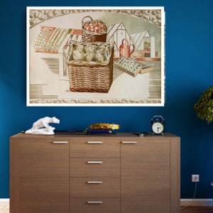 Fruit Gardens & Orchard print de Paul Nash, Nash wall Art, pintura famosa, regalos de carteles de arte, Art Déco, arte de vanguardia, pintura de paisajes