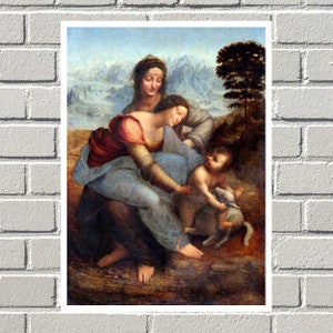 Leonardo da Vinci&#39;s The Virgin & Child with Saint Anne  famous painting, Fine Art Print, Museum Art, Famous Painting, Art Deco, Wall Art