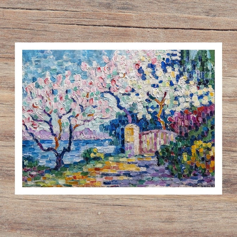 Gravure de peinture damandiers en fleurs, Paul Signac Art Print, Célèbre Art mural, Peintures célèbres, Cadeau dart, Impressions de peinture à lhuile, Art déco image 4