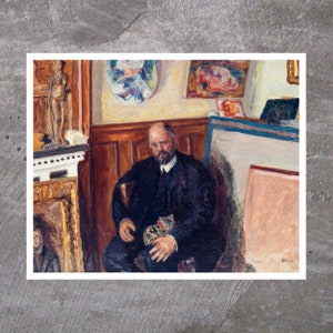Portrait of Ambroise Vollard with a cat (1924), Pierre Bonnard Art Print,Famous Wall Art, Famous Paintings, Art Gifts, Oil Painting Prints