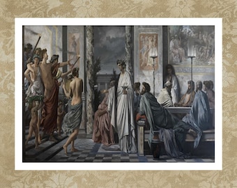 Platon’s Symposium Painting Print, Anselm Feuerbach Painting, Fine Art Print, Wall Art, Famous Paintings, Art Gifts, Oil Painting Posters