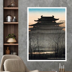 Nagoya Castle (ca.1932) by Hiroaki Takahashi, Art Print, Famous Wall Art, Japanese Paintings, Art Gift, Painting Prints, Japanese Woodblock