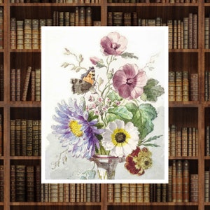 Bouquet of Flowers by Johannes Vermeer, Wall Print, Wall Art, Famous Paintings, Art Prints, Wall Deco, Art Gifts, Floral paintings