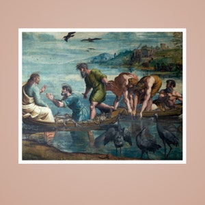 Raphael's The Miraculous Draft of Fishes, Vintage photos, Art Poster Gifts, Famous prints, Art Deco, Vintage Art Poster, Fine art,Wall Decor