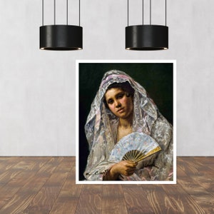 Spanish Dancer Wearing a Lace Mantilla by Mary Cassatt, Art Print,Famous Wall Art,Famous Paintings, Art Gifts, Painting Prints, gift for her