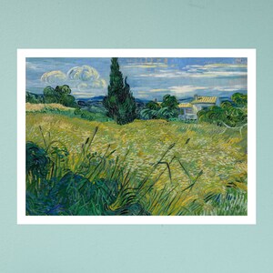 Green Wheat Field With Cypress Painting Print, Vincent van Gogh Art Print, Art Poster, Famous Wall Art, Famous Paintings, Oil Painting Print