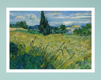 Green Wheat Field With Cypress Painting Print, Vincent van Gogh Art Print, Art Poster, Famous Wall Art, Famous Paintings, Oil Painting Print