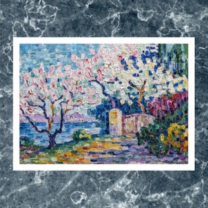 Gravure de peinture damandiers en fleurs, Paul Signac Art Print, Célèbre Art mural, Peintures célèbres, Cadeau dart, Impressions de peinture à lhuile, Art déco image 2