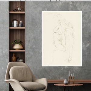 Drei nackte Frauen Gemälde von Auguste Rodin Druck, Frauen Kunst Skizzen, Art Poster Geschenke, Art Deco, Poster Künstler, Allegorie Drucke