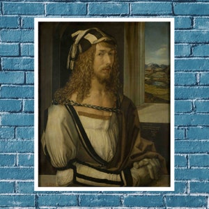 Durero se pintó a sí mismo de medio cuerpo, Alberto Durero, Arte mural, Pintura famosa, Decoración mural, Impresión artística, Impresión mural, Movimiento Art Deco, pintura