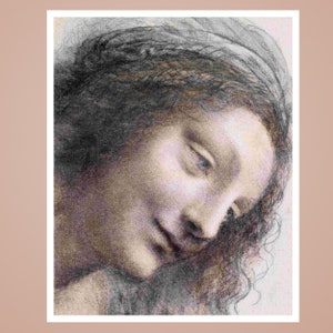The Head of the Virgin in Three-Quarter, Leonardo da Vinci, Famous painting, Fine Art Print, Museum Art, Famous Painting, Art Deco, Wall Art