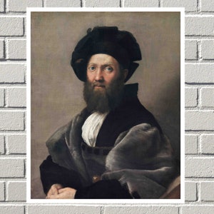 Raphael's Portrait Baldassarre Castiglione,Vintage photos,Art Poster Gifts, Famous prints, Art Deco, Vintage Art Poster, Fine art,Wall Decor