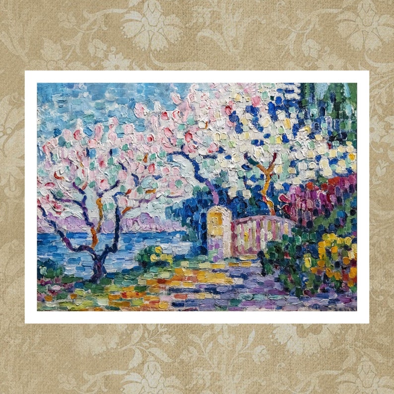 Gravure de peinture damandiers en fleurs, Paul Signac Art Print, Célèbre Art mural, Peintures célèbres, Cadeau dart, Impressions de peinture à lhuile, Art déco image 9