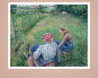 カミーユ・ピサロ【座る農家の少女】、希少な画集画、新品高級額 羊飼いの娘（小枝を持つ少女、座る農家の娘） カミーユ・ピサロ