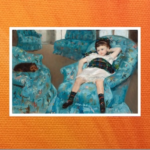 Little Girl in a Blue Armchair (1878) by Mary Cassatt, Art Print, Famous Wall Art, Famous Paintings, Art Gifts, Painting Prints, Wall decor