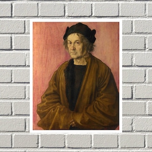 Retrato del padre de Durero a los 70 años, Alberto Durero, Arte mural, Pintura famosa, Decoración mural, Impresión artística, Impresión mural, Movimiento Art Deco, pintura