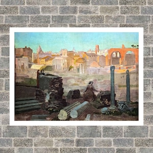 View of the Forum Painting Print, Maurice Denis Art Print, Art Poster, Famous Wall Art, Famous Painting, Oil Painting Print