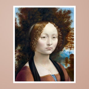 Ginevra de&#39; Benci, by Leonardo da Vinci, Famous painting, Fine Art Print, Museum Art, Famous Painting, Art Deco, Wall Art, Wall Decor
