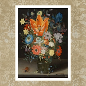 Still Life With Iris Painting Print, Peter Binoit Art Print, Famous Wall Art, Famous Paintings, Art Gifts, Oil Painting Prints, Art Deco