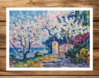 Gravure de peinture d’amandiers en fleurs, Paul Signac Art Print, Célèbre Art mural, Peintures célèbres, Cadeau d’art, Impressions de peinture à l’huile, Art déco