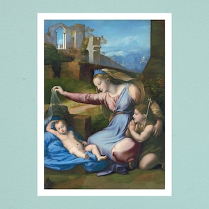 Madonna With The Blue Diadem Painting Print, Raffael Art Print, Famous Wall Art, Famous Paintings, Art Gifts, Oil Painting Prints, Art Deco
