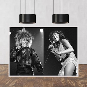 Tina Turner Live Performance Photo: Iconic Black and White Print