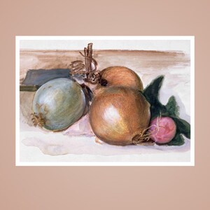 Still-Life - Study of Onions  by Sir Edward Burne–Jones, Art Print, Famous Wall Art, Famous Paintings, Art Gifts, Wall decor print
