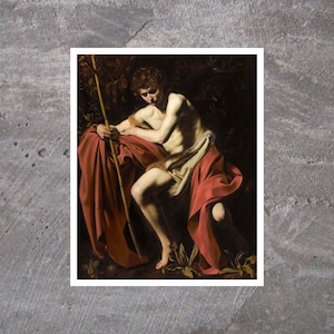 Caravaggios Heiliger Johannes der Täufer, Kunstdruck, berühmte Wandkunst, berühmte Gemälde, Ölgemälde Drucke, Wanddeko, Vintage Druck