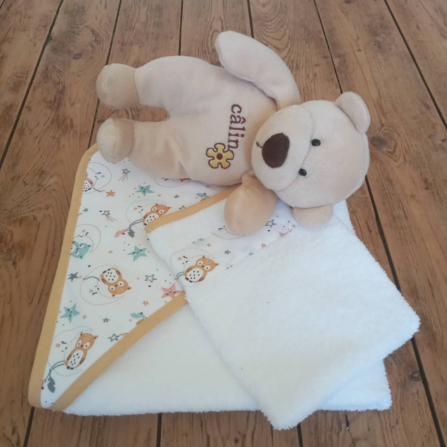 Sortie de Bain Chouettes avec Gant Assorti