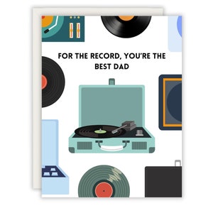 For The Record, You&#39;re The Best Dad Greeting Card - Father&#39;s Day Card - Musician Father&#39;s Day Card - Best Dad Vinyl Records - Blank